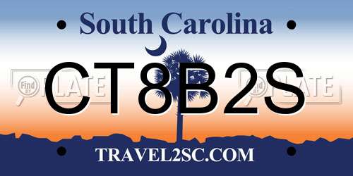 CT8B2S South Carolina License Plate