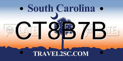 CT8B7B South Carolina License Plate