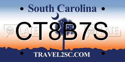 CT8B7S South Carolina License Plate