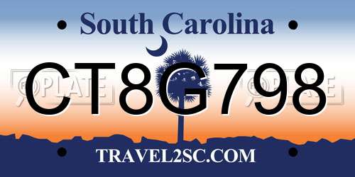CT8G798 South Carolina License Plate