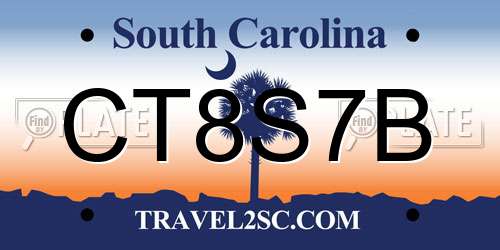 CT8S7B South Carolina License Plate