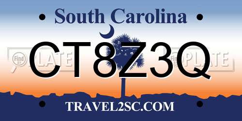 CT8Z3Q South Carolina License Plate