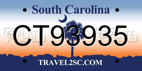 CT93935 South Carolina License Plate