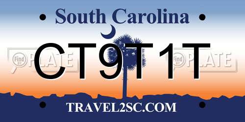 CT9T1T South Carolina License Plate