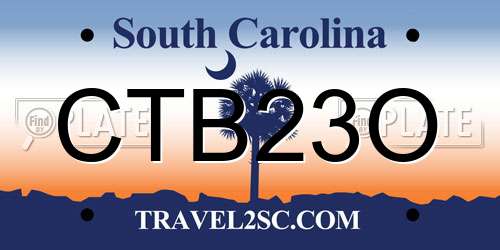 CTB23O South Carolina License Plate