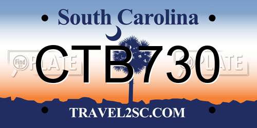 CTB730 South Carolina License Plate