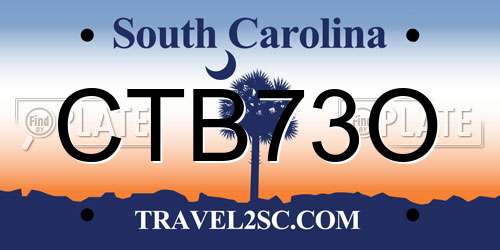 CTB73O South Carolina License Plate