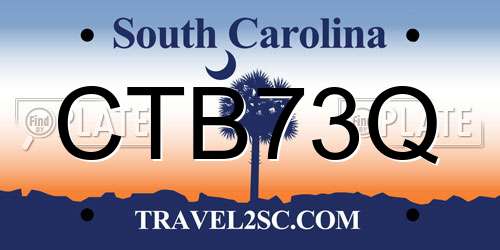 CTB73Q South Carolina License Plate