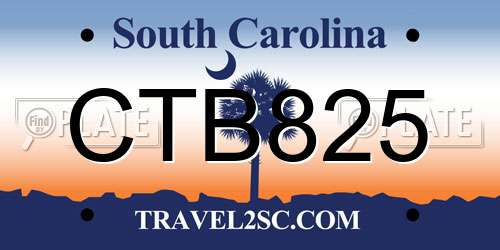 CTB825 South Carolina License Plate