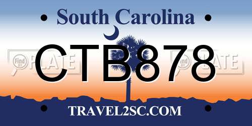 CTB878 South Carolina License Plate