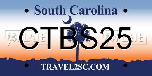 CTBS25 South Carolina License Plate