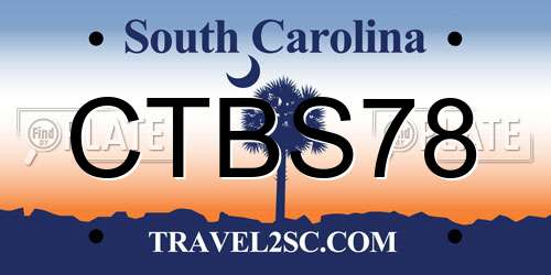 CTBS78 South Carolina License Plate