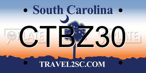 CTBZ30 South Carolina License Plate