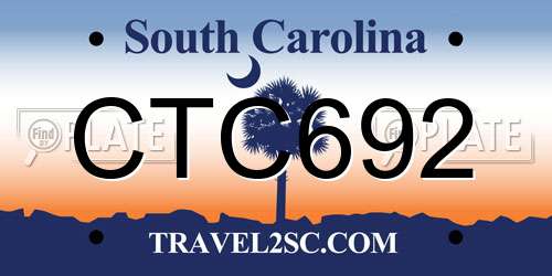 CTC692 South Carolina License Plate