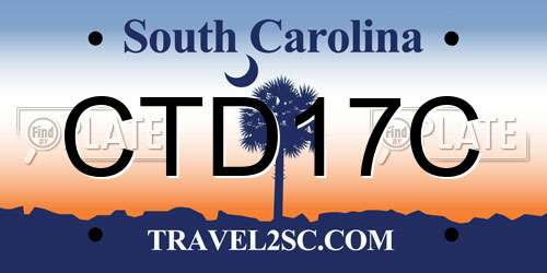 CTD17C South Carolina License Plate