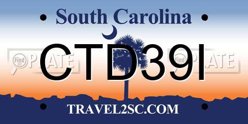 CTD39I South Carolina License Plate