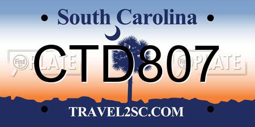 CTD807 South Carolina License Plate