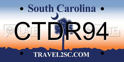 CTDR94 South Carolina License Plate