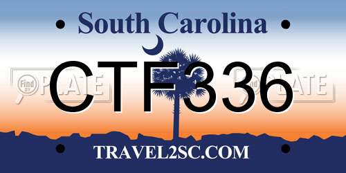 CTF336 South Carolina License Plate