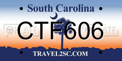 CTF606 South Carolina License Plate