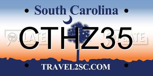 CTHZ35 South Carolina License Plate