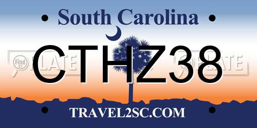CTHZ38 South Carolina License Plate