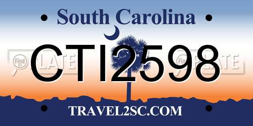 CTI2598 South Carolina License Plate