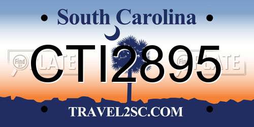 CTI2895 South Carolina License Plate