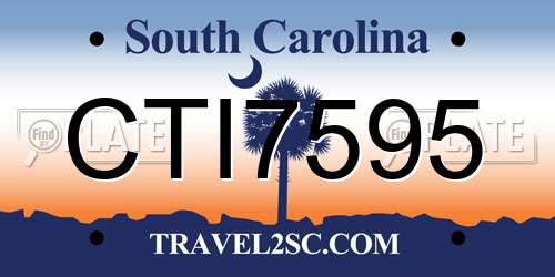 CTI7595 South Carolina License Plate