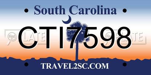 CTI7598 South Carolina License Plate