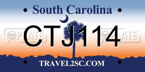 CTJ114 South Carolina License Plate