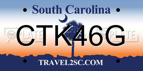 CTK46G South Carolina License Plate