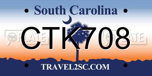 CTK708 South Carolina License Plate