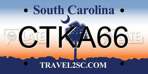 CTKA66 South Carolina License Plate