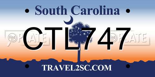 CTL747 South Carolina License Plate