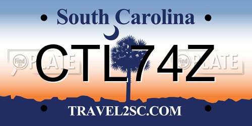 CTL74Z South Carolina License Plate