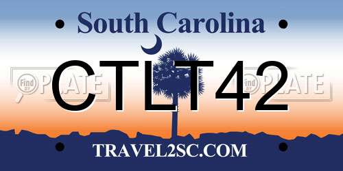 CTLT42 South Carolina License Plate
