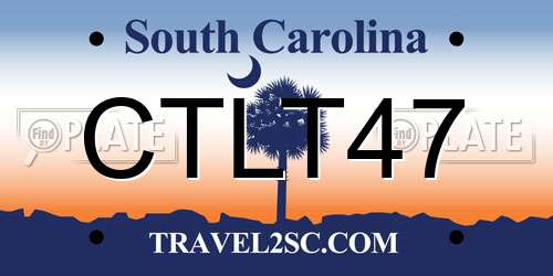 CTLT47 South Carolina License Plate