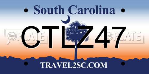 CTLZ47 South Carolina License Plate