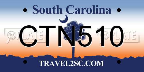 CTN510 South Carolina License Plate