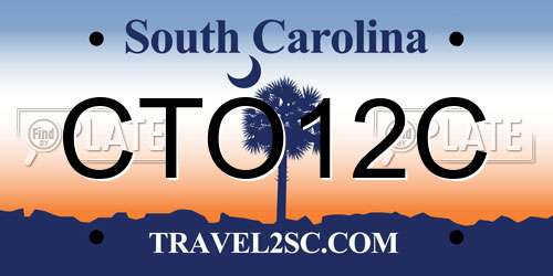CTO12C South Carolina License Plate