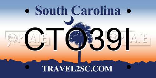 CTO39I South Carolina License Plate