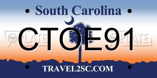 CTOE91 South Carolina License Plate