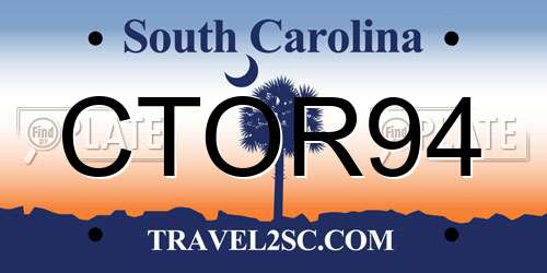 CTOR94 South Carolina License Plate
