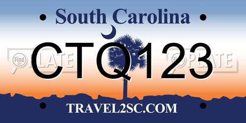 CTQ123 South Carolina License Plate
