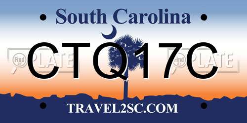 CTQ17C South Carolina License Plate