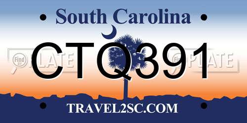 CTQ391 South Carolina License Plate