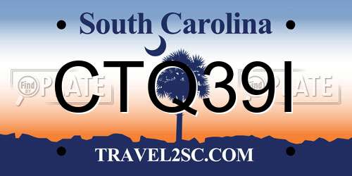 CTQ39I South Carolina License Plate
