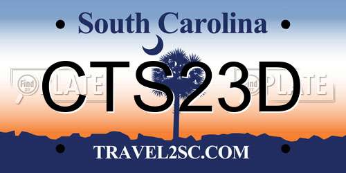 CTS23D South Carolina License Plate