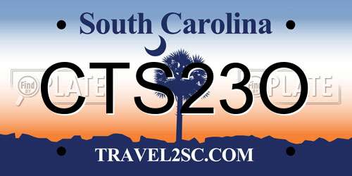 CTS23O South Carolina License Plate